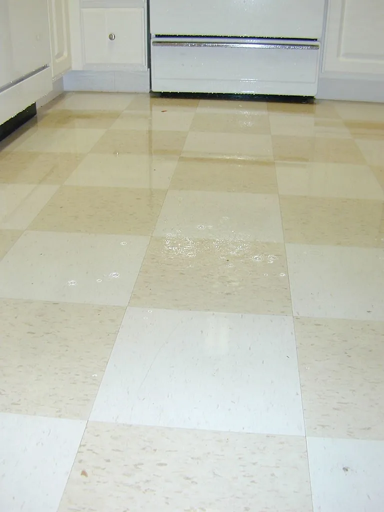 Standing water on a tile floor