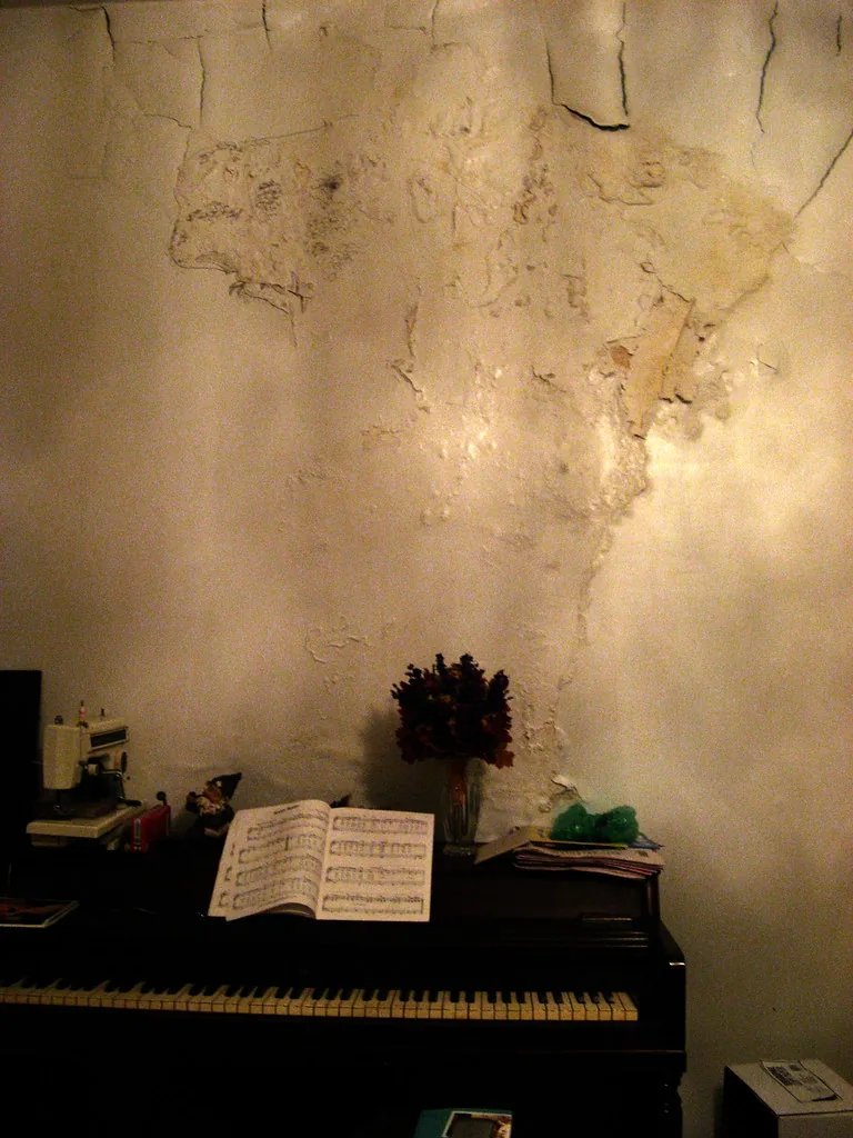 Interior wall with water staining